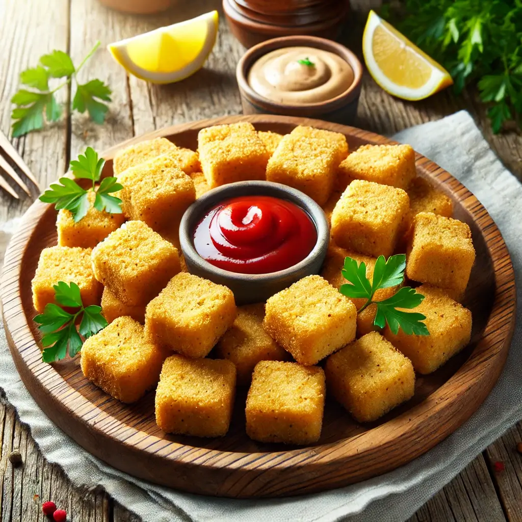 Crunchy Vegan Chicken Nuggets with Dipping Sauces