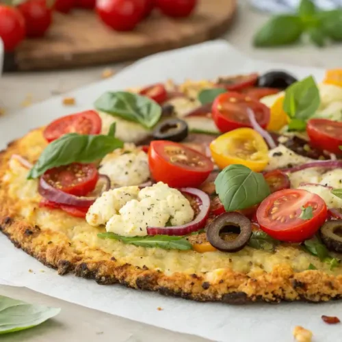 Vegan Cauliflower Pizza Crust Freshly Baked