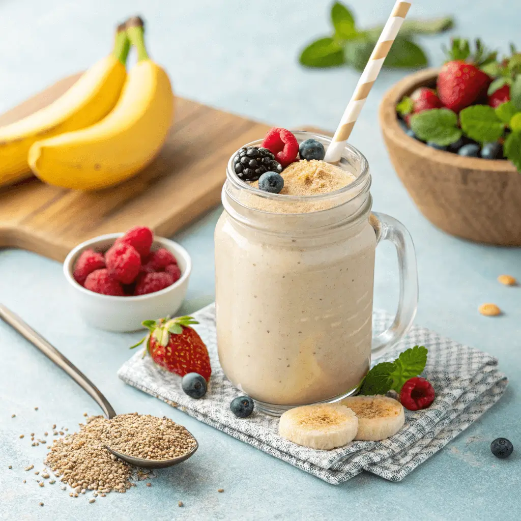 Vegan Protein Shake Ingredients in a Blender