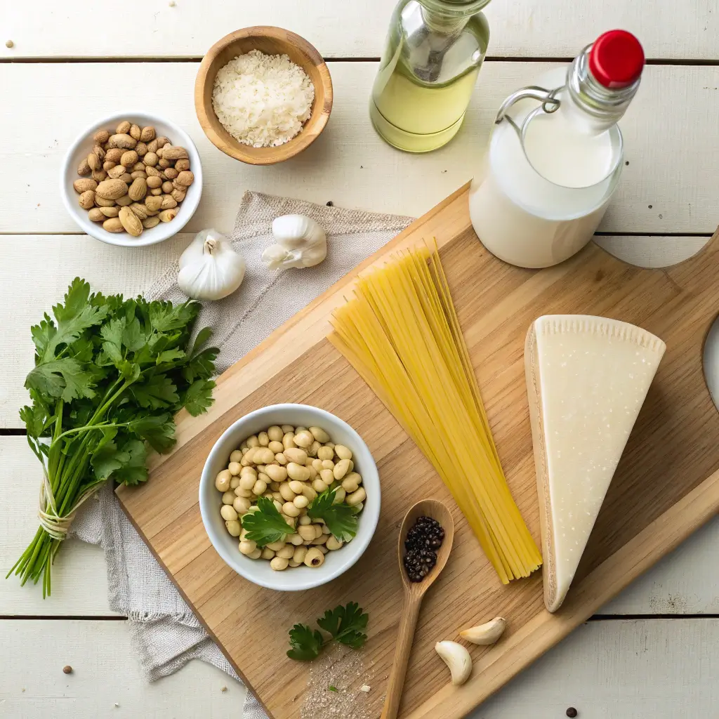 Fresh Ingredients for Vegetarian Alfredo Recipe