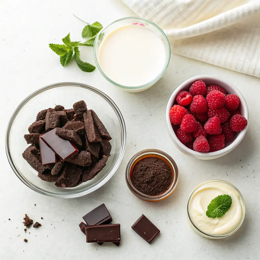  Ingredients for Creamy Chocolate Panna Cotta Ready for Preparation