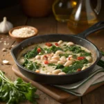 Creamy Tuscan White Bean Skillet in Rustic Skillet