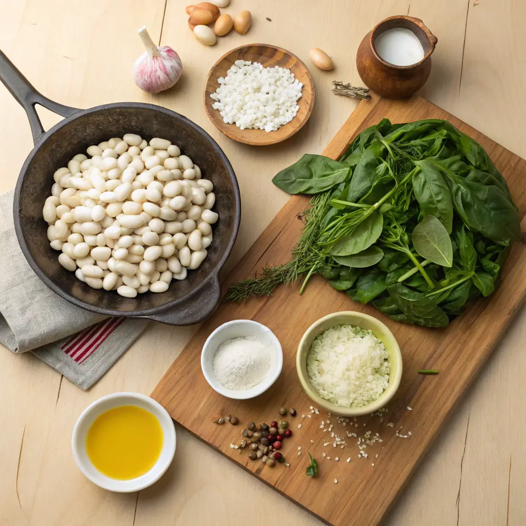 Ingredients for Creamy Tuscan White Bean Skillet