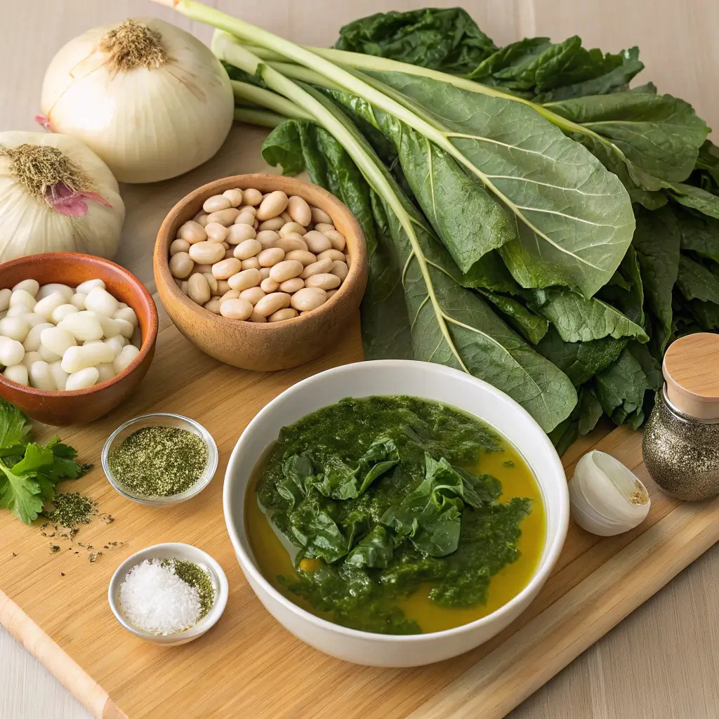 Fresh Ingredients for Turnip Green Soup