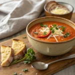 Creamy Red Pepper Gouda Soup (Vegetarian) in a Bowl