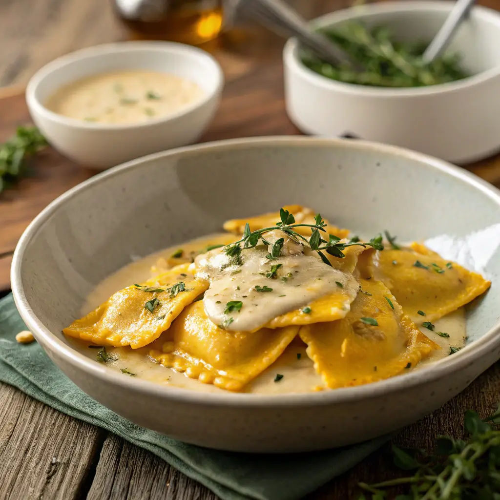 Creamy Vegan Sauce for Butternut Squash Ravioli